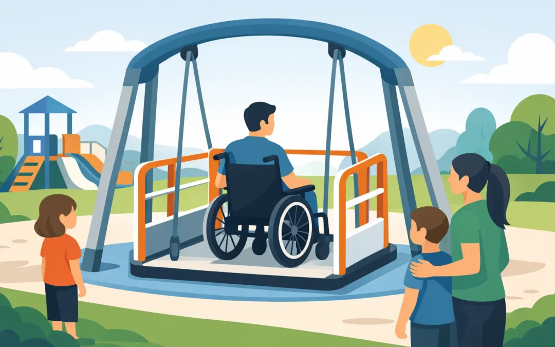 Columpios inclusivos para silla de ruedas