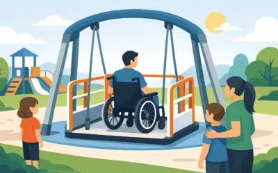 Columpios inclusivos para silla de ruedas