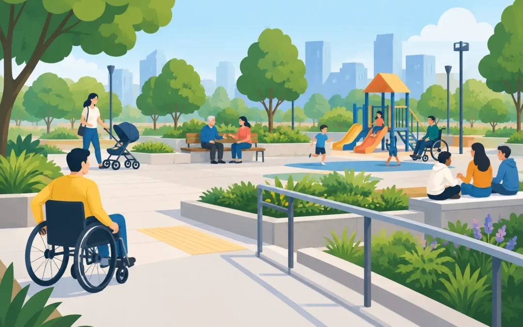 Diseño de plaza inclusiva para comunidades activas